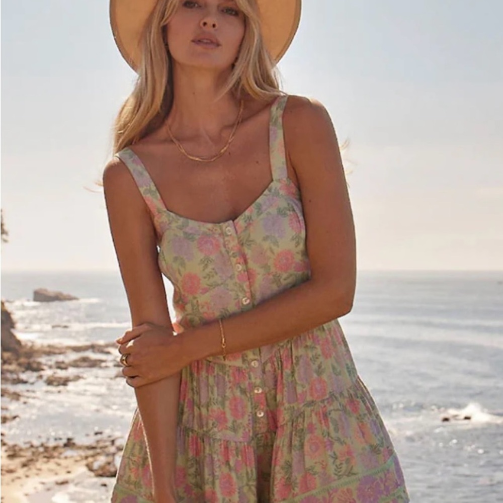 Saltwater LUXE Green and Pink Resort Mini Sundress